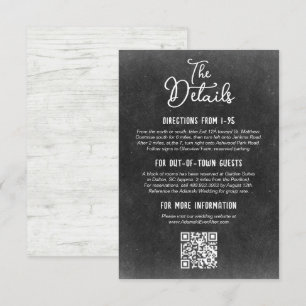 Tarjeta De Recepción Detalles del Boda de Chalkboard de granja rural rú
