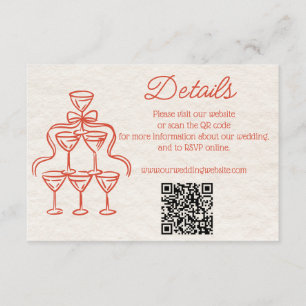Tarjeta De Recepción Detalles del Boda de champán retro con mano pintad