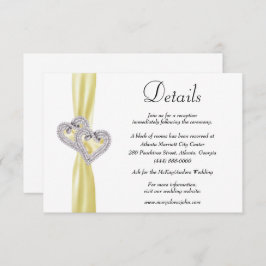 Tarjeta De Recepción Detalles del Boda de cinta amarilla Diamond Hearts