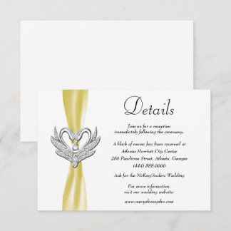 Tarjeta De Recepción Detalles del Boda de Cinta amarilla plateada Cisne