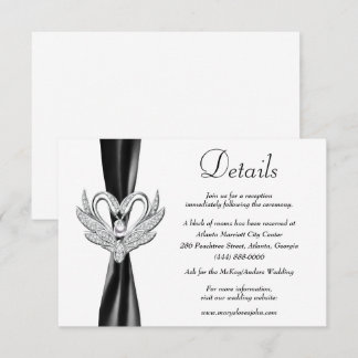 Tarjeta De Recepción Detalles del Boda de Cisne Negro Plata Cisne