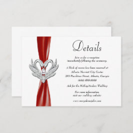 Tarjeta De Recepción Detalles del Boda de Cisne Rojo Plata Swans
