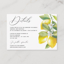 Tarjeta De Recepción Detalles del Boda de cítricos de la floración del 