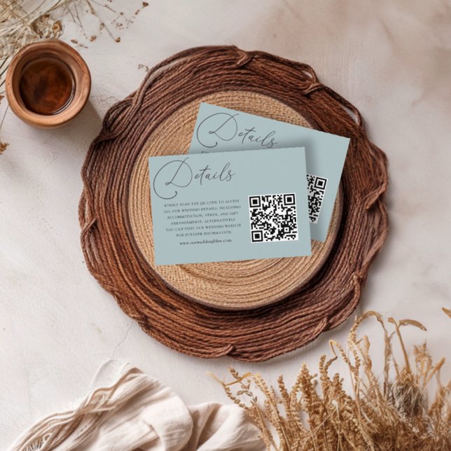 Tarjeta De Recepción Detalles del Boda de código QR azul oscuro (Subido por el creador)