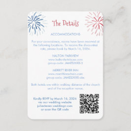 Tarjeta De Recepción Detalles del Boda de código QR azul rojo firecrack