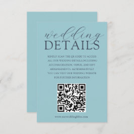 Tarjeta De Recepción Detalles del Boda de código QR azul simple