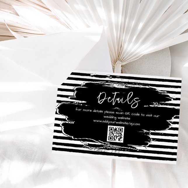 Tarjeta De Recepción Detalles del Boda de código QR blanco negro (Subido por el creador)