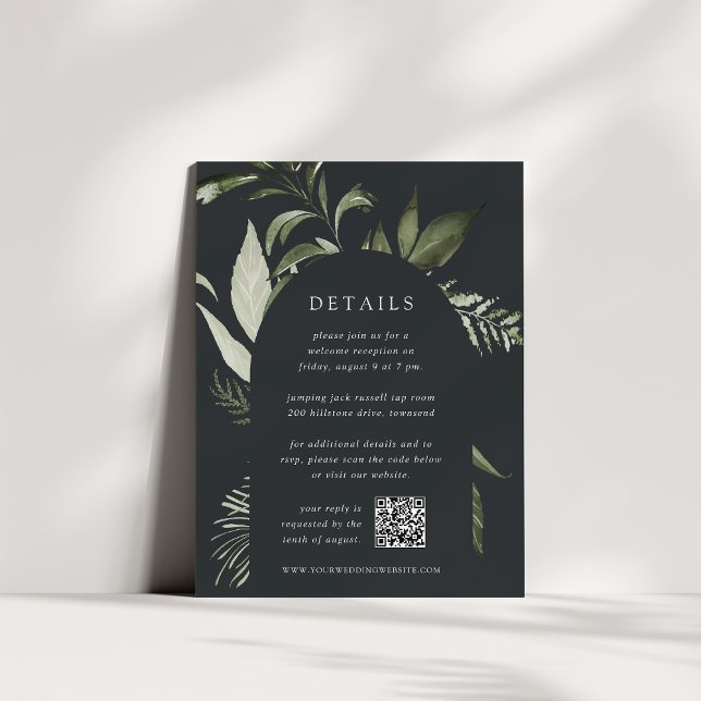 Tarjeta De Recepción Detalles del Boda de código QR botánico de Winter  (Subido por el creador)