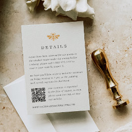 Tarjeta De Recepción Detalles del Boda de código QR de acuarela de abej