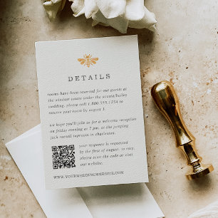 Tarjeta De Recepción Detalles del Boda de código QR de acuarela de abej