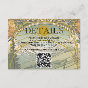 Tarjeta De Recepción Detalles del Boda de código QR de Art Nouveau Deco