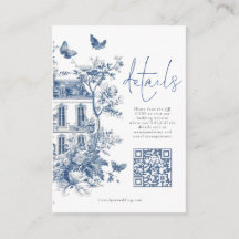 Detalles del Boda de código QR de Blue Toile De Jo