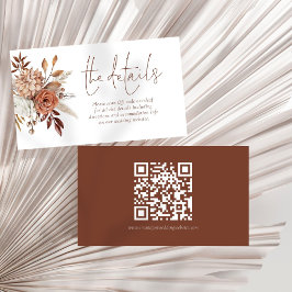 Tarjeta De Recepción Detalles del Boda de código QR de Boho Terracotta