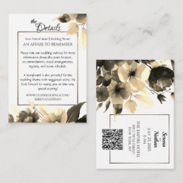 Tarjeta De Recepción Detalles del Boda de código QR de Bouquet Gold