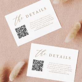 Tarjeta De Recepción Detalles del Boda de código QR de caligrafía elega
