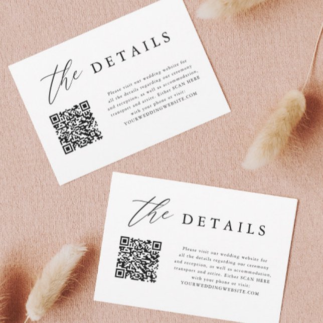 Tarjeta De Recepción Detalles del Boda de código QR de caligrafía elega (Subido por el creador)