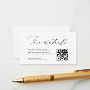 Tarjeta De Recepción Detalles del Boda de código QR de caligrafía moder