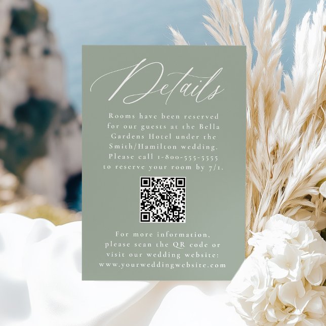 Tarjeta De Recepción Detalles del Boda de código QR de caligrafía moder (Subido por el creador)