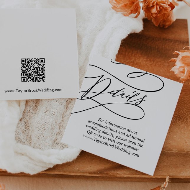Tarjeta De Recepción Detalles del Boda de código QR de caligrafía román (Subido por el creador)