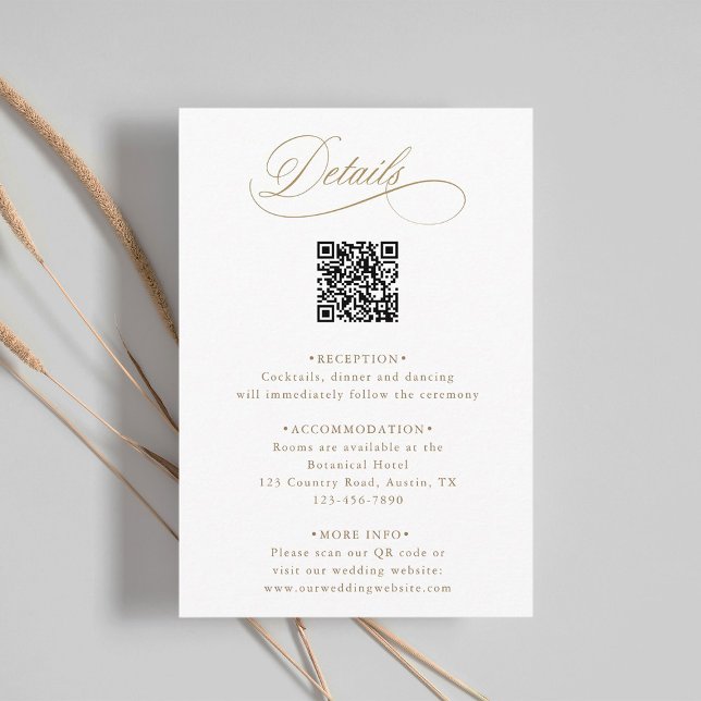 Tarjeta De Recepción Detalles del Boda de código QR de caligrafía román (Subido por el creador)