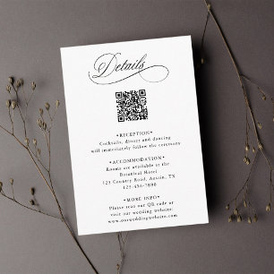 Tarjeta De Recepción Detalles del Boda de código QR de caligrafía román