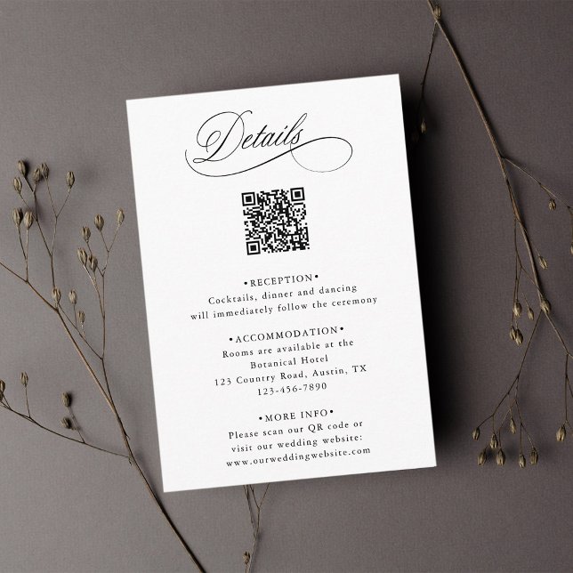 Tarjeta De Recepción Detalles del Boda de código QR de caligrafía román (Subido por el creador)