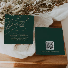 Tarjeta De Recepción Detalles del Boda de código QR de caligrafía verde