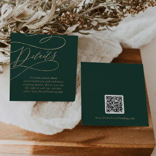 Tarjeta De Recepción Detalles del Boda de código QR de caligrafía verde
