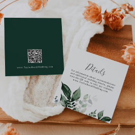 Tarjeta De Recepción Detalles del Boda de código QR de Emerald Greenery