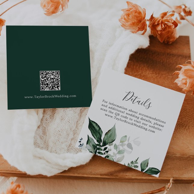 Tarjeta De Recepción Detalles del Boda de código QR de Emerald Greenery (Subido por el creador)