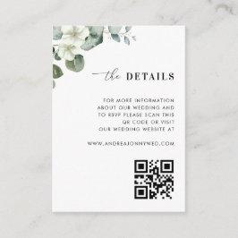 Tarjeta De Recepción Detalles del Boda de código QR de eucalipto de col