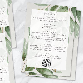 Tarjeta De Recepción Detalles del Boda de código QR de Eucalyptus