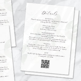 Tarjeta De Recepción Detalles del Boda de código QR de Eucalyptus silen