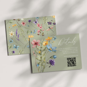 Tarjeta De Recepción Detalles del Boda de código QR de Flor silvestre