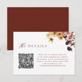 Tarjeta De Recepción Detalles del Boda de código QR de floración de oto
