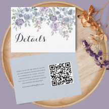 Detalles del Boda de código QR de Floral Azul Rusa