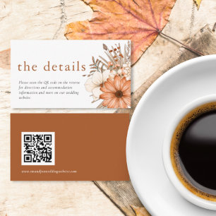 Tarjeta De Recepción Detalles del Boda de código QR de Florals de otoño