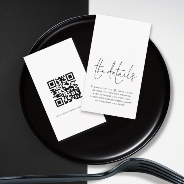 Tarjeta De Recepción Detalles del Boda de código QR de guión elegante m (Subido por el creador)