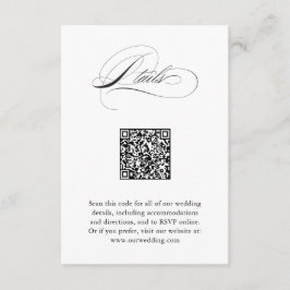 Tarjeta De Recepción Detalles del Boda de código QR de guión elegante m