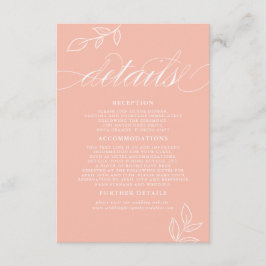 Tarjeta De Recepción Detalles del Boda de código QR de hoja mínima rosa