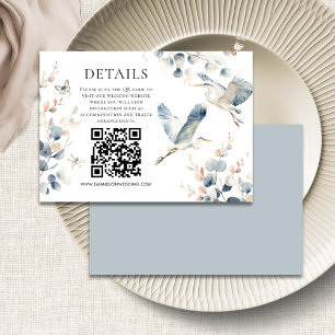 Tarjeta De Recepción Detalles del Boda de código QR de la garza azul mo