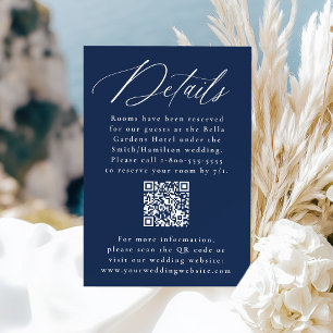 Tarjeta De Recepción Detalles del Boda de código QR de la Marina de cal