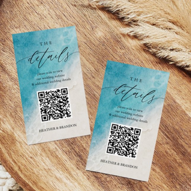 Tarjeta De Recepción Detalles del Boda de código QR de la playa (Subido por el creador)