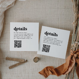 Tarjeta De Recepción Detalles del Boda de código QR de la tipografía ne
