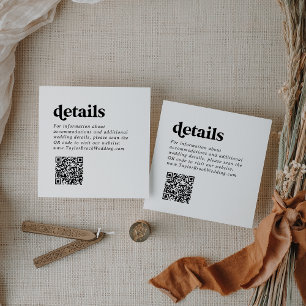 Tarjeta De Recepción Detalles del Boda de código QR de la tipografía ne