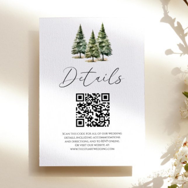 Tarjeta De Recepción Detalles del Boda de código QR de los pinos de nie (Subido por el creador)