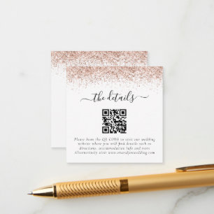 Tarjeta De Recepción Detalles del Boda de código QR de Mini Rosa Gold P