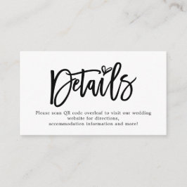 Tarjeta De Recepción Detalles del Boda de código QR de Mini Script