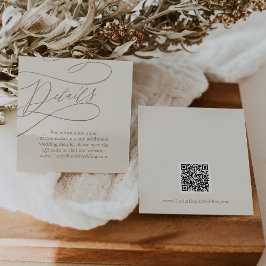 Tarjeta De Recepción Detalles del Boda de código QR de oro romántico e