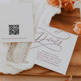Tarjeta De Recepción Detalles del Boda de código QR de oro Rosa románti
